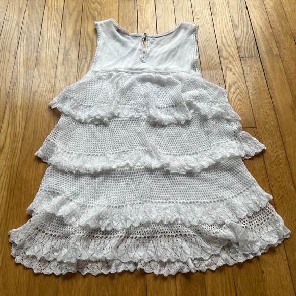 White House Black Market Size L White Sleeveless Tiered Ruffled Tank Sweater Top - Picture 10 of 16